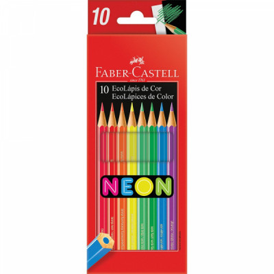 Lápis de Cor EcoLápis Neon 10 Cores Faber-Castell PT 1 UN