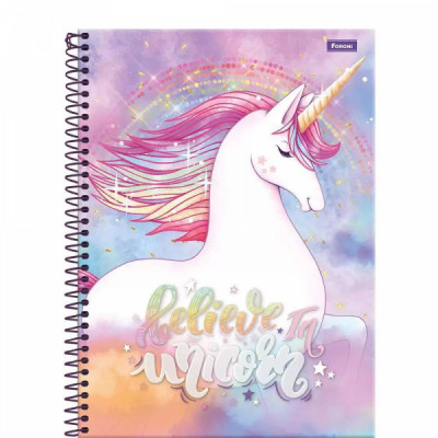 Caderno Unicórnio - Rainbow - 96 Folhas - 1 matéria - Foroni