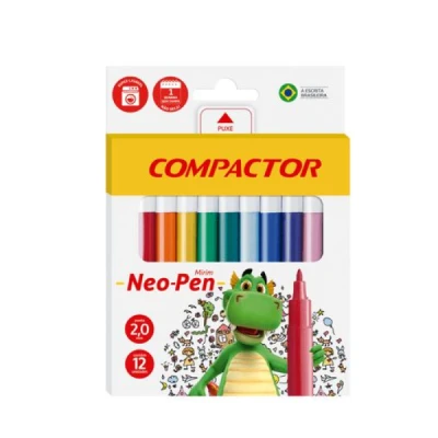 Caneta Hidrográfica Neo-pen Mirim 12 Cores Compactor