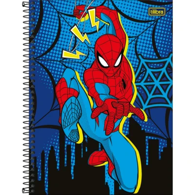 Caderno Capa Dura Universitário 10 Matérias Spider-Man Fit 160 Folhas - Tilibra