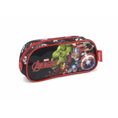 Estojo Escolar Avengers Vingadores  Preto -  Luxcel