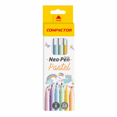 Caneta Hidrocor Neo - Pen Pastel c/ 06 Cores Pasteis - Compactor