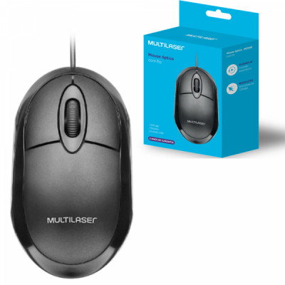 Mouse Multilaser Classic Box Óptico Full Black USB - MO300