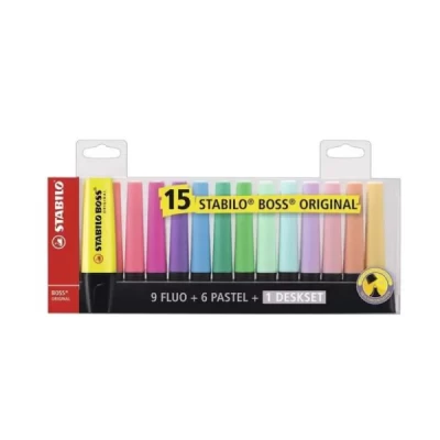 Marca Texto Stabilo BOSS 7015-01-5 15 Cores Fluo e Pastel