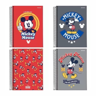 Caderno Espiral 1/4 Capa Dura 80 Folhas Mickey StarSchool