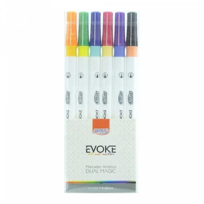 Caneta Evoke Dual Brush Magic -Marcador Artístico - 6 cores BP0400 - BRW