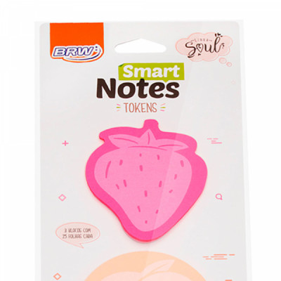 Bloco smart notes tokens 70x70mm - frutas - 25fls - 3blocos - BA0300