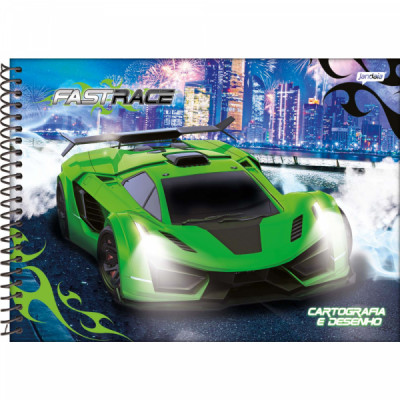 CADERNO DESENHO ESPIRAL CD 80FLS FAST RACE - JANDAIA