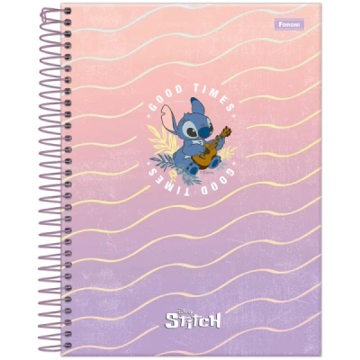 Caderno Colegial Capa Dura Stitch 1 E 10 materiais - Foroni