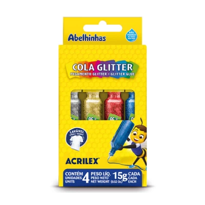 COLA COLORIDA GLITTER ACRILEX - 4 CORES