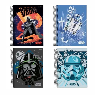 Caderno Espiral 1/4 Capa Dura 80 Folhas Star Wars StarSchool