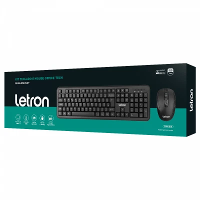 Kit Teclado E Mouse Office Tech Sem Fio Optico Membrana Preto Letron