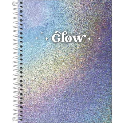 Caderno Capa Dura Colegial Glow 1 Matéria 80 Folhas