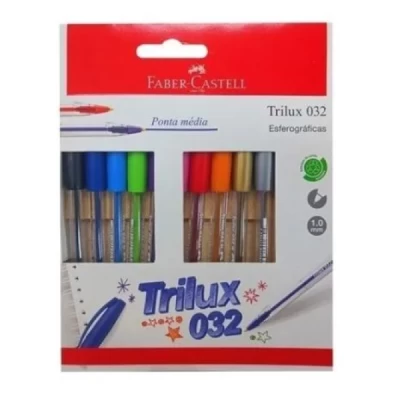 Caneta Esferográfica Trilux 032 Colors C/10 Un Faber Castell