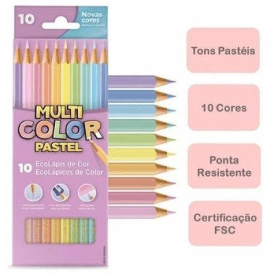 Lápis de Cor Tons Pastéis 10 Cores Multicolor EcoLápis