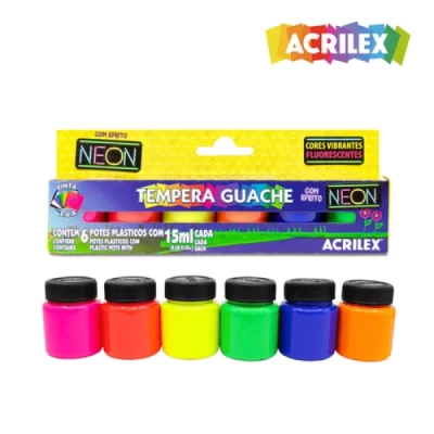 TINTA GUACHE NEON ACRILEX - 6 CORES