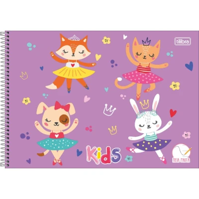 Caderno Meia Pauta Espiral CD KIDS Feminino 40 Fls - Tilibra