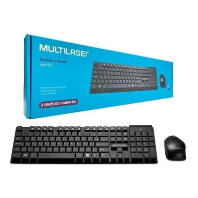 Teclado E Mouse Sem Fio 2.4ghz Multilaser Usb Preto Tc251