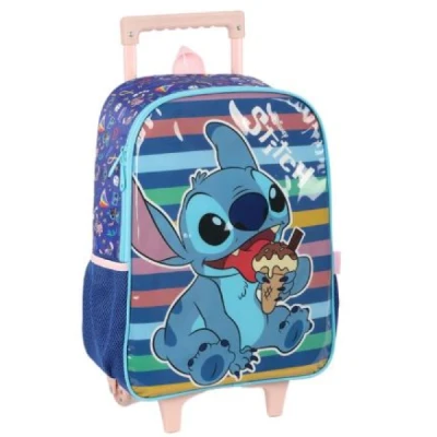 Mochila Infantil com Rodinha Stitch G Azul - Luxcel