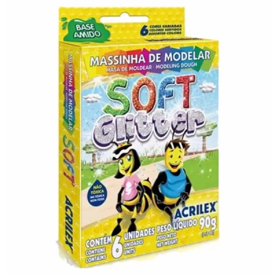 Massinha De Modelar Soft Glitter 90g C/6 Cores ACRILEX REF 07360