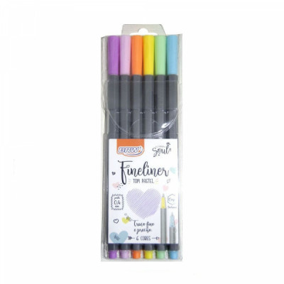 Caneta Hidrográfica Fineliner Soul 0,4mm 6 Cores Pastel FI0003 - BRW