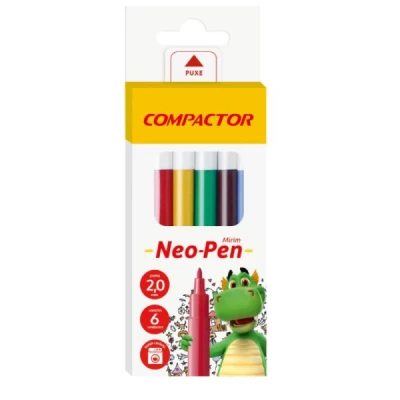 Caneta Hidrográfica Neo-pen Mirim 06 Cores Compactor