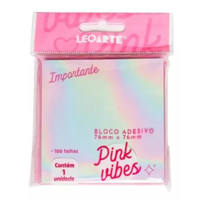 BLOCO ADESIVO PINK VIBES 76X76MM 100F LEOARTE