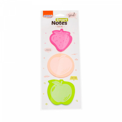 Bloco smart notes tokens 70x70mm - frutas - 25fls - 3blocos - BA0300