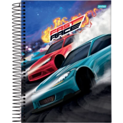 CADERNO ESPIRAL 1/4 CD 80FLS - FAST RACE