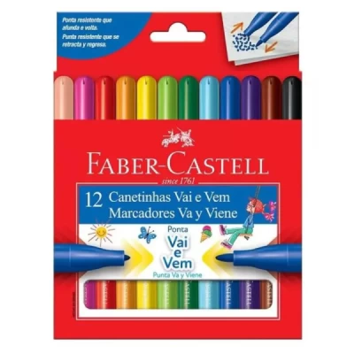 Caneta Hidrográfica Faber-Castell Vai e Vem 12 Cores