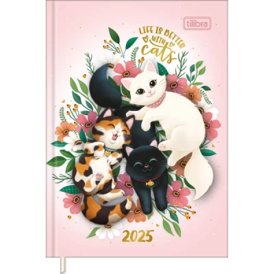 AGENDA COSTURADA PURRFECT CATS 176F 105X148MM TILIBRA