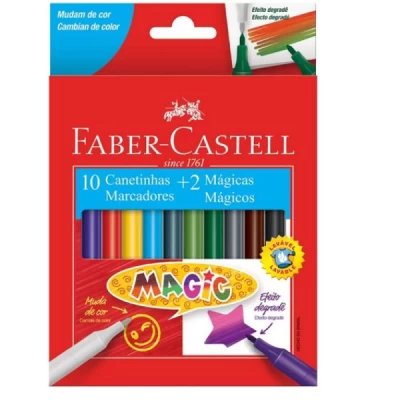 Canetinha 10 cores + 2 mágicas Faber-Castell ET 12 UN