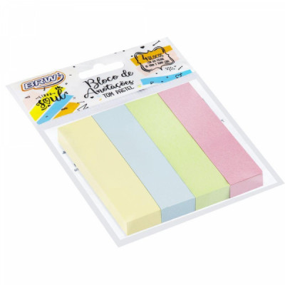 Bloco smart notes 19x76mm- colorido pastel - 100fls - 4blocos (BA1976)