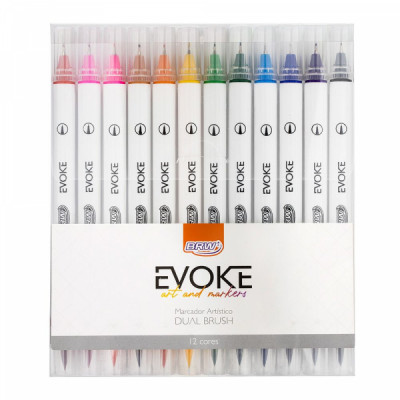 Caneta Evoke Dual Brush C/12 - Marcador Artístico BP1012 - BRW