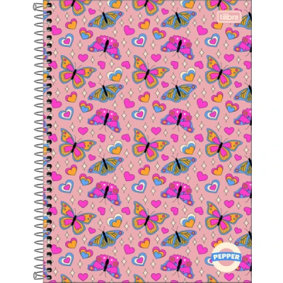 CADERNO ESPIRAL CAPA DURA UNIVERSITÁRIO 10 MATÉRIAS PEPPER FEMININO 160 FOLHAS