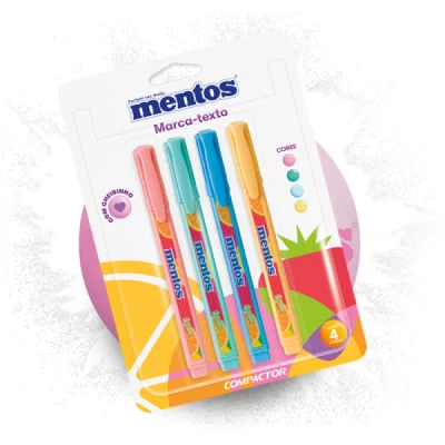 Marca Texto Mentos Com Cheirinho 4 Cores Compactor