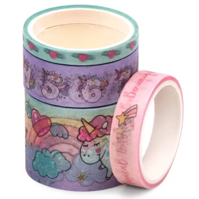 FITA ADESIVA WASHI TAPE SHINE UNICÓRNIO C/6 UN. - BRW WT0912