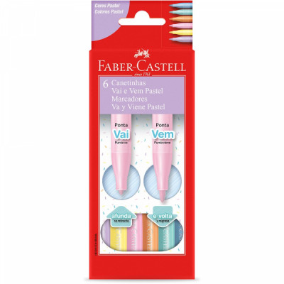 Canetinha Vai e Vem Pastel 6 Cores Faber-Castell BT 1 UN