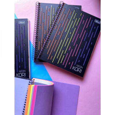 Caderno Colegial Neon Kori - 80fls - Miolo Cores Neon