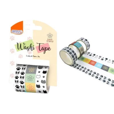 Fita adesiva washi tape - pet - 15mmx3m - blister c/ 3un - WT0111