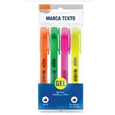 Caneta Marca Texto em Gel Neon Fluorescente 4 Cores - BRW CA2019