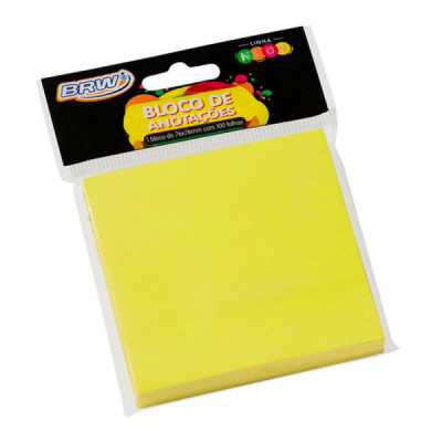 Bloco Adesivo Smart Notes Amarelo Neon 76mm X 76mm - BRW (BA7675)