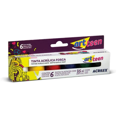 Tinta acrílica fosca 6 cores 15ml - 03506 - Acrilex