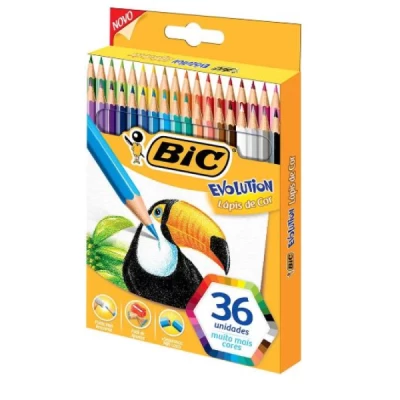 Lápis de Cor BIC Evolution com 36 cores, Sextavado