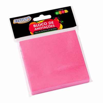 Bloco Adesivo Smart Notes Rosa Neon 76mm X 76mm - BRW (BA7673)