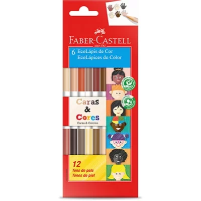 Lápis de Cor Bicolor Caras & Cores, 12 Cores, Faber-Castell