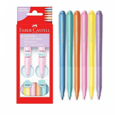 Canetinha Vai e Vem Pastel 6 Cores Faber-Castell BT 1 UN