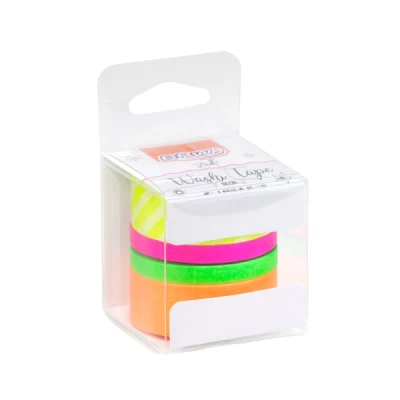 Fita Adesiva Brw Washi Tape Neon 2x15mmx3m e 2x5mmx3m 4 Rolos 4 Cores WT0901