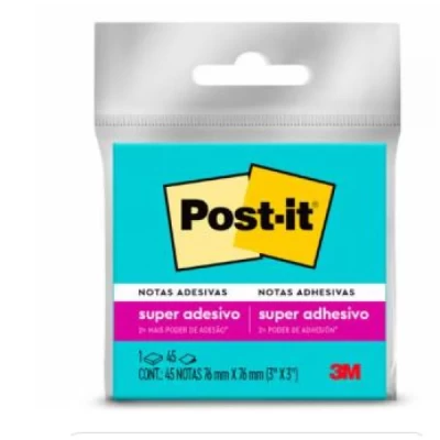 Bloco de Notas Super Adesivas Post-it Azul 76 mm x 76 mm - 45 folhas