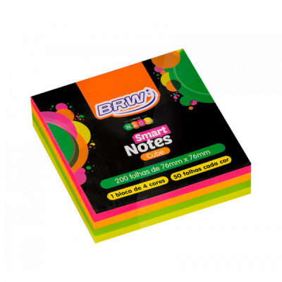 Bloco Smart Notes Cube Neon - 76x76 200fls Soul - BRW - (BA7602)